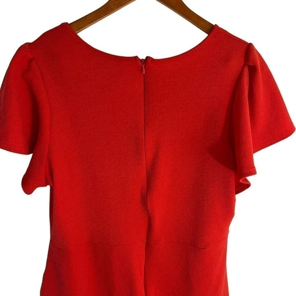 Fashion to Figure Coral Pink Orange Dress 2X V Neck Short Sleeves Ruched Side - Picture 4 of 7